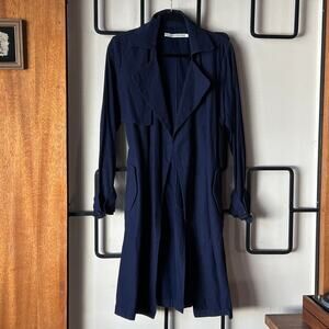 Shades of Grey by Micah Cohen Navy Cotton Trench Coat - Size Medium